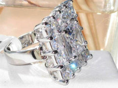 Jewellery Kingdom Ladies Cocktail Ring Princess Cut Cz Square Clear Sparkling Silver Rhodium - Jewelry Rings - British D'sire