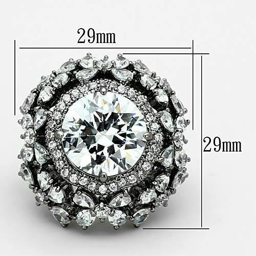 Jewellery Kingdom Ladies Cocktail Round Pear Cut CZ Ruthenium No Tarnish Statement Ring Secondary image