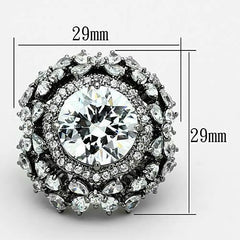 Jewellery Kingdom Ladies Cocktail Round Pear Cut CZ Ruthenium No Tarnish Statement Ring - Jewelry Rings - British D'sire