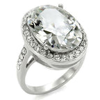 Jewellery Kingdom Ladies Cocktail Silver Cubic Zirconia Stainless Steel Silver Ring - Jewelry Rings - British D'sire