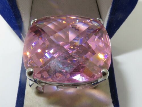Jewellery Kingdom Ladies Cocktail Simulated Diamonds 20K Big Statement Ring (Pink & Silver) Secondary image
