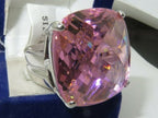 Jewellery Kingdom Ladies Cocktail Simulated Diamonds 20CT Big Statement Ring (Pink & Silver) - Jewelry Rings - British D'sire