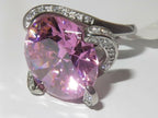 Jewellery Kingdom Ladies Cocktail Solitaire 15 Carat Stainless Steel Silver Sparkle Ring (Pink) - Jewelry Rings - British D'sire