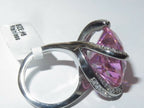 Jewellery Kingdom Ladies Cocktail Solitaire 15 Carat Stainless Steel Silver Sparkle Ring (Pink) - Jewelry Rings - British D'sire