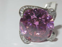 Jewellery Kingdom Ladies Cocktail Solitaire 15 Carat Stainless Steel Silver Sparkle Ring (Pink) - Jewelry Rings - British D'sire