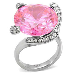Jewellery Kingdom Ladies Cocktail Solitaire 15 Carat Stainless Steel Silver Sparkle Ring (Pink) - Jewelry Rings - British D'sire