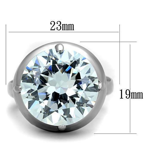 Jewellery Kingdom Ladies Cocktail Solitaire 19 Carat Big Cubic Zirconia Stainless Steel Statement Ring Secondary image