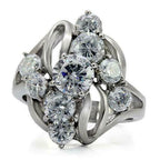 Jewellery Kingdom Ladies Cocktail Solitaires 6 Carat Cz Scattered Stainless Steel Silver Ring - Jewelry Rings - British D'sire