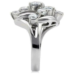 Jewellery Kingdom Ladies Cocktail Solitaires 6 Carat Cz Scattered Stainless Steel Silver Ring - Jewelry Rings - British D'sire