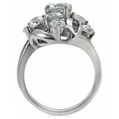 Jewellery Kingdom Ladies Cocktail Solitaires 6 Carat Cz Scattered Stainless Steel Silver Ring - Jewelry Rings - British D'sire
