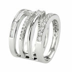 Jewellery Kingdom Ladies Cocktail Stack Statement Band Rhodium Ring (Silver) - Rings - British D'sire