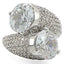 Jewellery Kingdom Ladies Cocktail Statement Rhodium Double Solitaires 9 Carat Ring (Silver) - Jewelry Rings - British D'sire