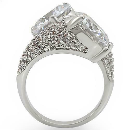 Jewellery Kingdom Ladies Cocktail Statement Rhodium Double Solitaires 9 Carat Ring (Silver) Secondary image