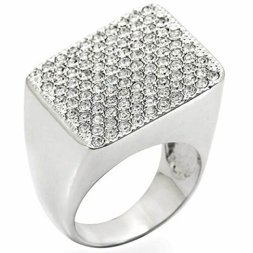 Jewellery Kingdom Ladies Cocktail Super Sparkling Pave Rhodium Cubic Zirconnia Ring (Silver) - Jewelry Rings - British D'sire Main image