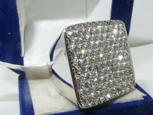 Jewellery Kingdom Ladies Cocktail Super Sparkling Pave Rhodium Cubic Zirconnia Ring (Silver) Secondary image