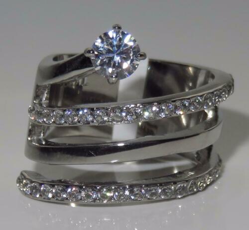 Jewellery Kingdom Ladies Coil Solitaire Band Stainless Steel Wide Ring (Silver) - Rings - British D'sire Main image