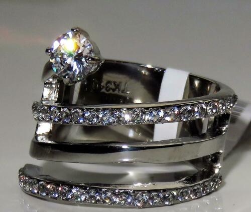 Jewellery Kingdom Ladies Coil Solitaire Band Stainless Steel Wide Ring (Silver) Secondary image