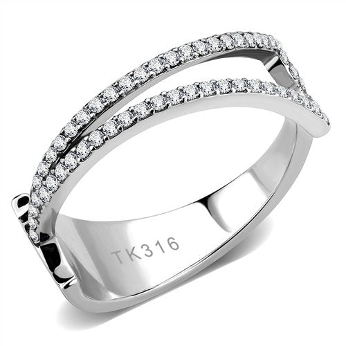 Jewellery Kingdom Ladies Contemporary Sparkle Cubic Zircon Ring Band (Silver) - Rings - British D'sire Main image