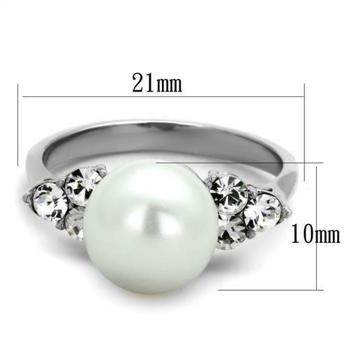 Jewellery Kingdom Ladies Cream Pearl Cz Stainless Steel Dress Cocktail Ring (Silver) Secondary image