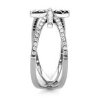 Jewellery Kingdom Ladies Cross Bow Cz Stainless Steel Elegant Pave Ring (Silver) - Jewelry Rings - British D'sire