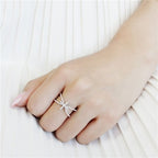 Jewellery Kingdom Ladies Cross Bow Cz Stainless Steel Elegant Pave Ring (Silver) - Jewelry Rings - British D'sire