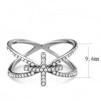 Jewellery Kingdom Ladies Cross Bow Cz Stainless Steel Elegant Pave Ring (Silver) - Jewelry Rings - British D'sire