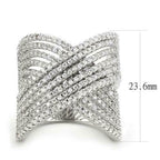 Jewellery Kingdom Ladies Cross Over Band Cubic Zirconia Silver Rhodium Wide Ring - Jewelry Rings - British D'sire