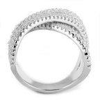 Jewellery Kingdom Ladies Cross Over Band Cubic Zirconia Silver Rhodium Wide Ring - Jewelry Rings - British D'sire