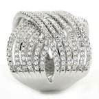 Jewellery Kingdom Ladies Cross Over Band Cubic Zirconia Silver Rhodium Wide Ring - Jewelry Rings - British D'sire