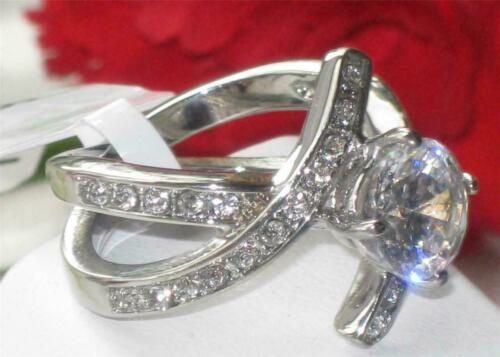 Jewellery Kingdom Ladies Cross Over Cubic Zirconia 1.5k Ring (Silver) Secondary image
