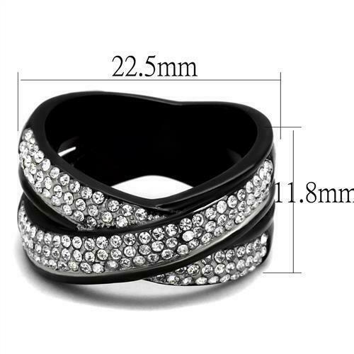 Jewellery Kingdom Ladies Crossover Band 12mm Stainless Steel Cubic Zirconia Ring (Black) Secondary image