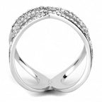 Jewellery Kingdom Ladies Crossover Band Cz Pave Accents Stainless Steel Pretty Ring (Silver) - Jewelry Rings - British D'sire