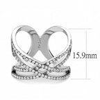 Jewellery Kingdom Ladies Crossover Band Cz Pave Accents Stainless Steel Pretty Ring (Silver) - Jewelry Rings - British D'sire