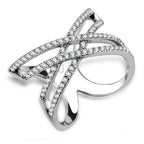 Jewellery Kingdom Ladies Crossover Band Cz Pave Accents Stainless Steel Pretty Ring (Silver) - Jewelry Rings - British D'sire