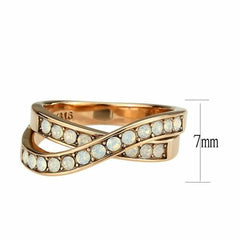 Jewellery Kingdom Ladies Crossover Band Fire Opal Steel Cubic Zirconia Ring (Rose Gold) - Jewelry Rings - British D'sire