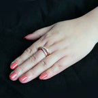 Jewellery Kingdom Ladies Crossover Band Fire Opal Steel Cubic Zirconia Ring (Rose Gold) - Jewelry Rings - British D'sire