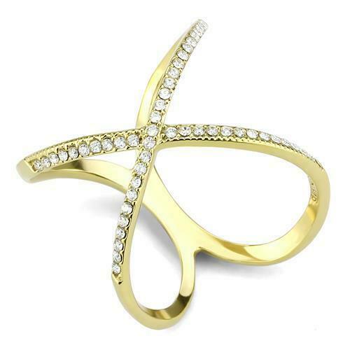 Jewellery Kingdom Ladies Crossover Cubic Zirconia Ring (Gold) Secondary image