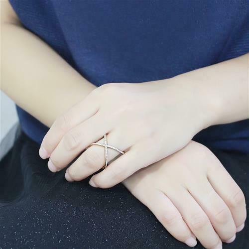 Jewellery Kingdom Ladies Crossover Cubic Zirconia Ring (Gold) - Rings - British D'sire Main image