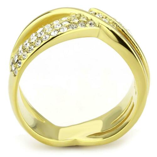 Jewellery Kingdom Ladies Crossover Cz Steel Band Pave Comfort Flat Ring (Gold) Secondary image