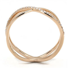 Jewellery Kingdom Ladies Crossover Open 6.2mm Cz Sterling Silver Handmade Rose Gold Band Ring - Jewelry Rings - British D'sire