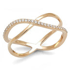 Jewellery Kingdom Ladies Crossover Open 6.2mm Cz Sterling Silver Handmade Rose Gold Band Ring - Jewelry Rings - British D'sire