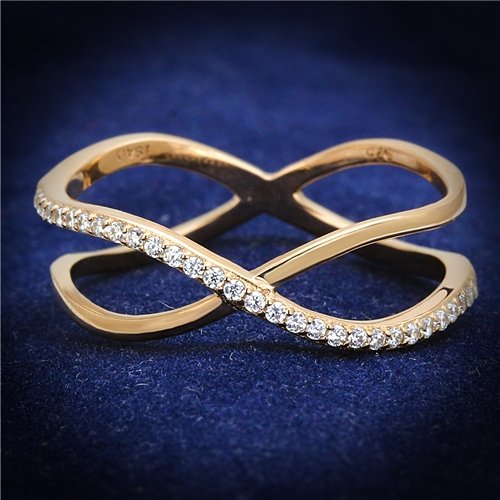 Jewellery Kingdom Ladies Crossover Open 6.2mm Cz Sterling Silver Handmade Band Ring (Rose Gold) Secondary image