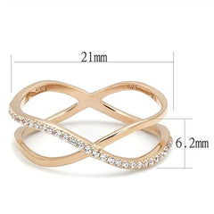 Jewellery Kingdom Ladies Crossover Open 6.2mm Cz Sterling Silver Handmade Rose Gold Band Ring - Jewelry Rings - British D'sire