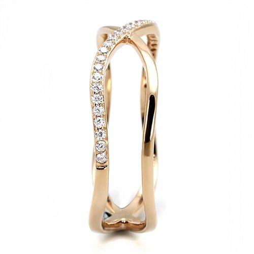 Jewellery Kingdom Ladies Crossover Open 6.2mm Cz Sterling Silver Handmade Rose Gold Band Ring - Jewelry Rings - British D'sire