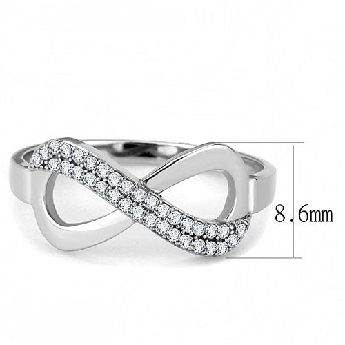 Jewellery Kingdom Ladies Crossover Pave Band Stainless Steel Ring (Silver) - Rings - British D'sire