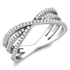 Jewellery Kingdom Ladies Crossover Simulated Diamonds Stainless Steel Silver Ring - Jewelry Rings - British D'sire