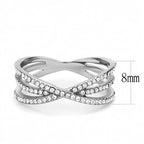 Jewellery Kingdom Ladies Crossover Simulated Diamonds Stainless Steel Silver Ring - Jewelry Rings - British D'sire