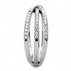 Jewellery Kingdom Ladies Crossover Simulated Diamonds Stainless Steel Silver Ring - Jewelry Rings - British D'sire