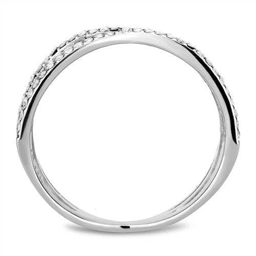 Jewellery Kingdom Ladies Crossover Simulated Diamonds Stainless Steel Silver Ring - Jewelry Rings - British D'sire