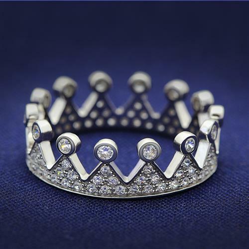 Jewellery Kingdom Ladies Crown Band Cubic Zirconia Sterling Silver Tiara Stamped Elegant Clear Ring Secondary image